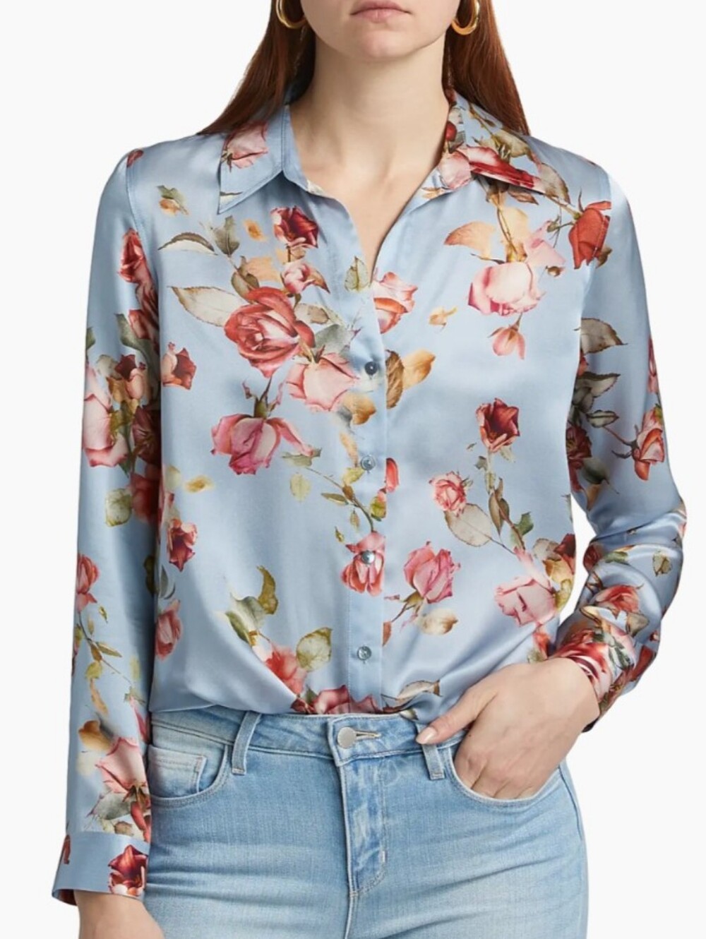 L'AGENCE Silk Tyler Shirt - SIZE S | Summer Floral Office Style - Picture 3 of 15